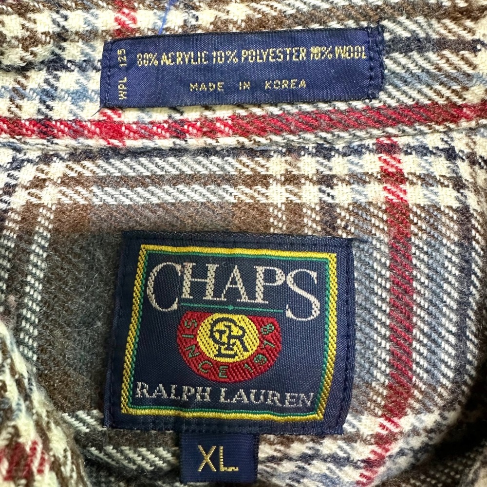 RALPH LAUREN CHAPS Vintage 90s Wool All Ski Pass Plaid Flannel Shirt Shacket XL - Picture 7 of 7